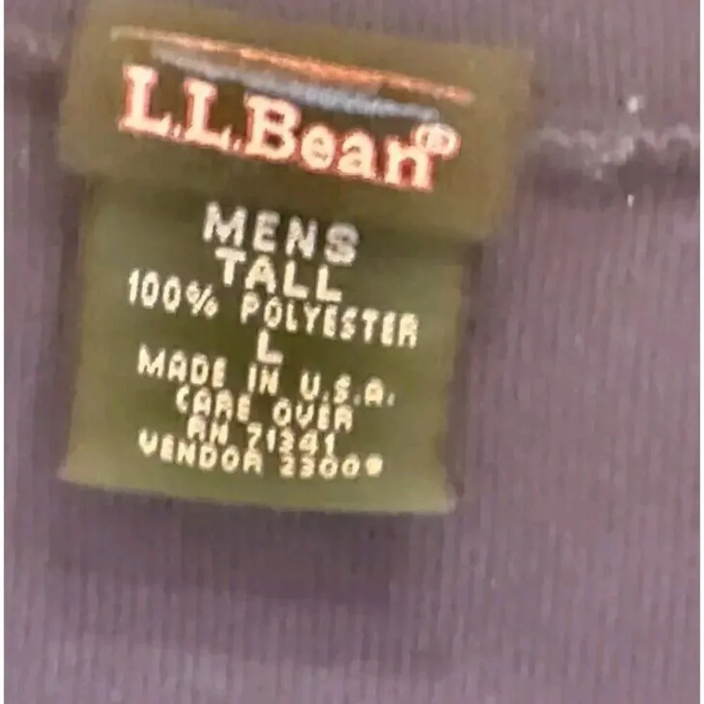 L.L. Bean Mens Sz L Blue 1/4 Zip Midweight Base Layer‎ Pullover Shirt USA Made